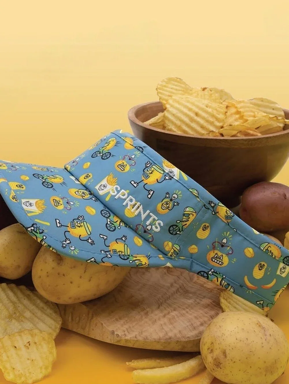 NWT Sprints Visor Potatoes French Fries Unisex One Size Kitsch Summer Athletic